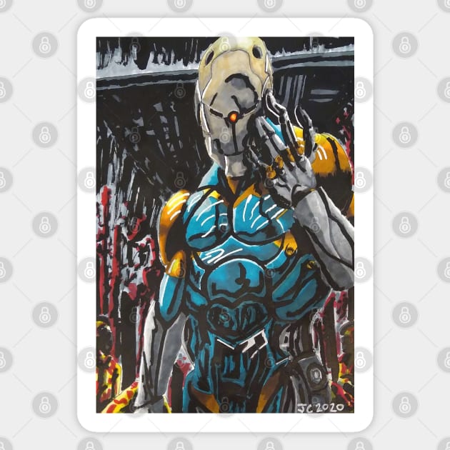 Metal Gear Solid - "Bone & Sinew" Gray Fox portrait (original) Sticker by StagArtStudios